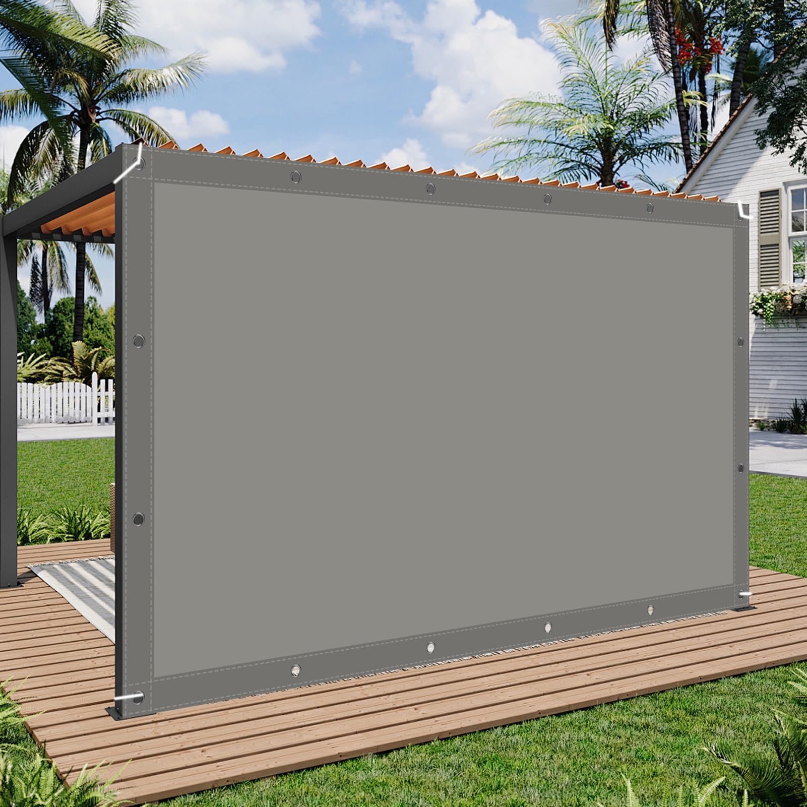 Voile d'ombrage protection UV 150x335cm toile extérieure gris clair