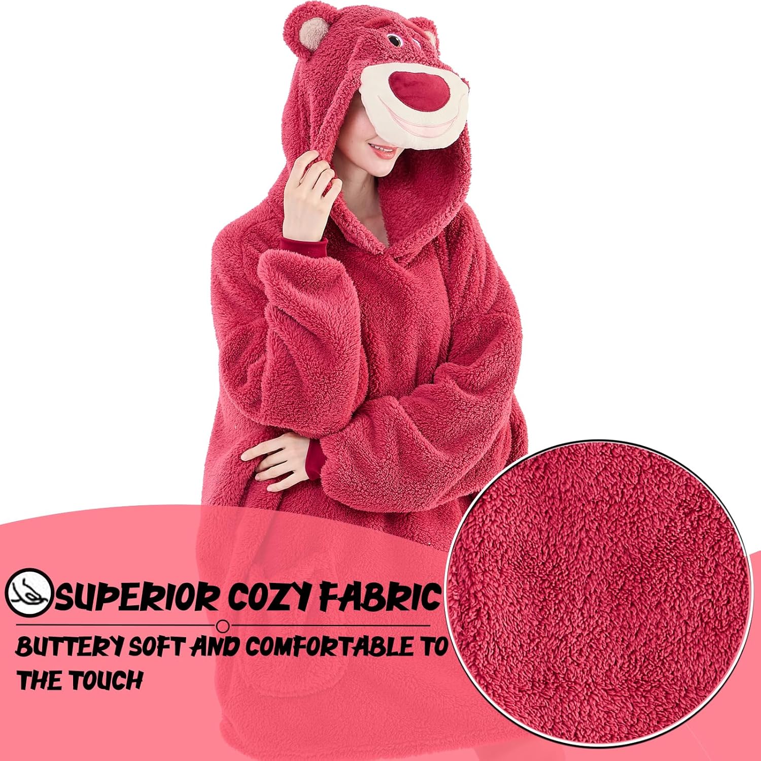 NEWCOSPLAY Wearable Blanket Hoodie Sherpa Hoodie Blanket for Women Men Warm Oversized Sweatshirt with Pockets - Image 5