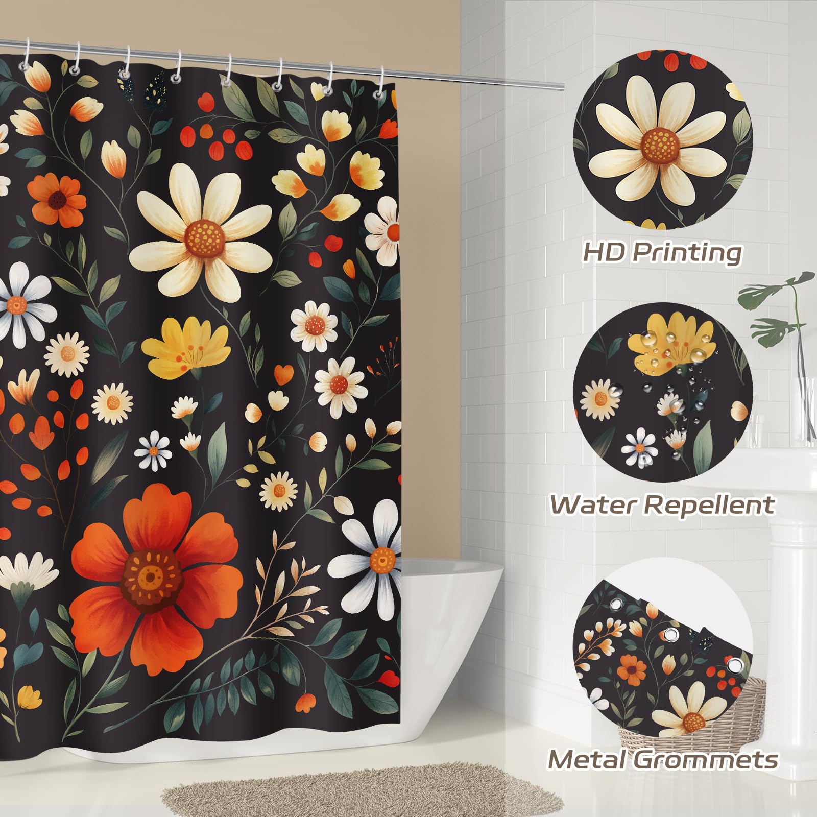RIDEAU DE DOUCHE ,7187W 70x70in 180x180cm Rideaux de douche en tissu imperméable avec motifs de RIDEAU DE DOUCHE ,7187W 70x70in 180x180cm Rideaux de douche en tissu imperméable avec motifs de