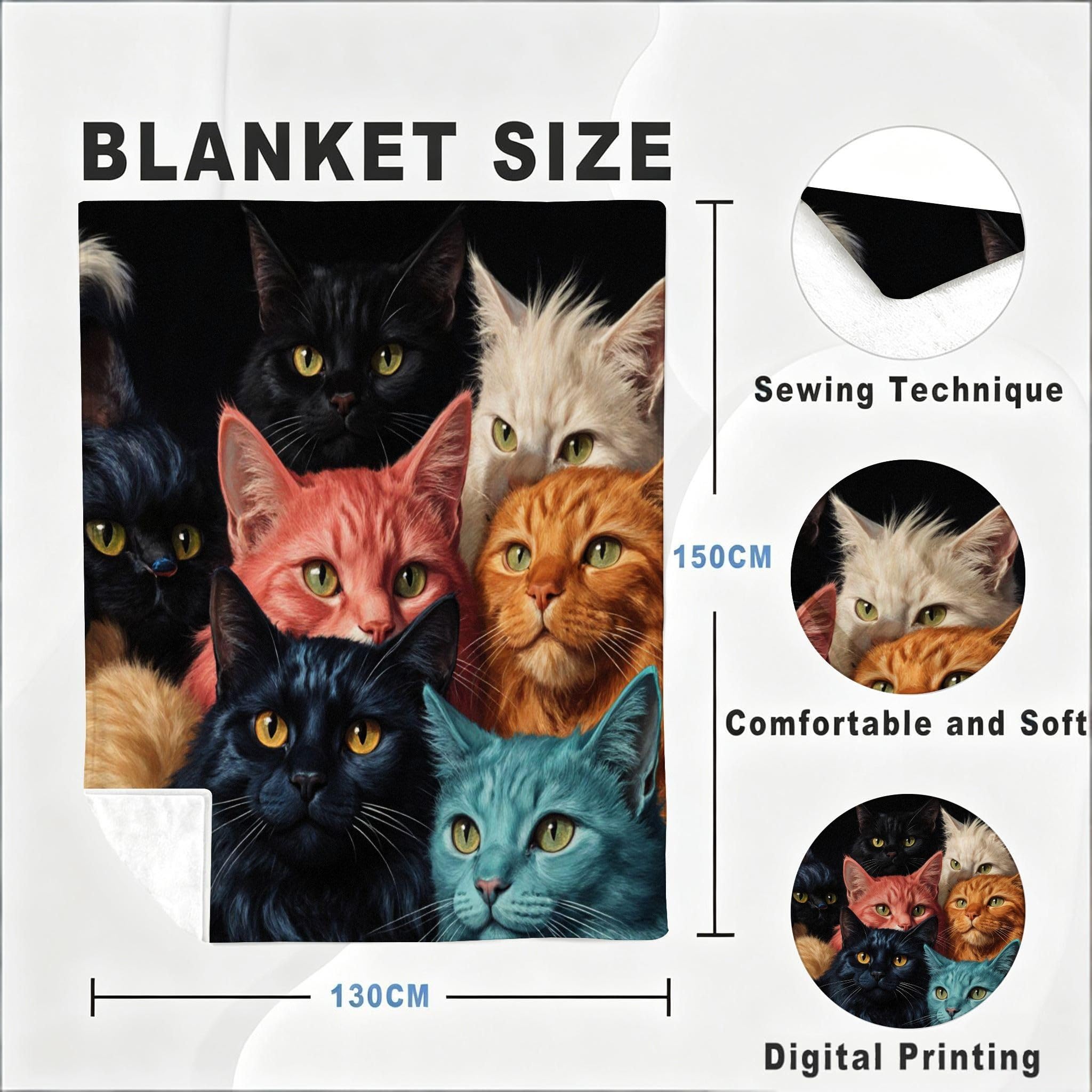 Coperta XXL 240x260 Gatto Animale Flanella Copridivano-A90 | Coperta Multiuso, Resistente Allo Sporco, Durevole e Leggero, per Divano Letto Tutta la Famiglia, Morbida Letto Matrimoniale
