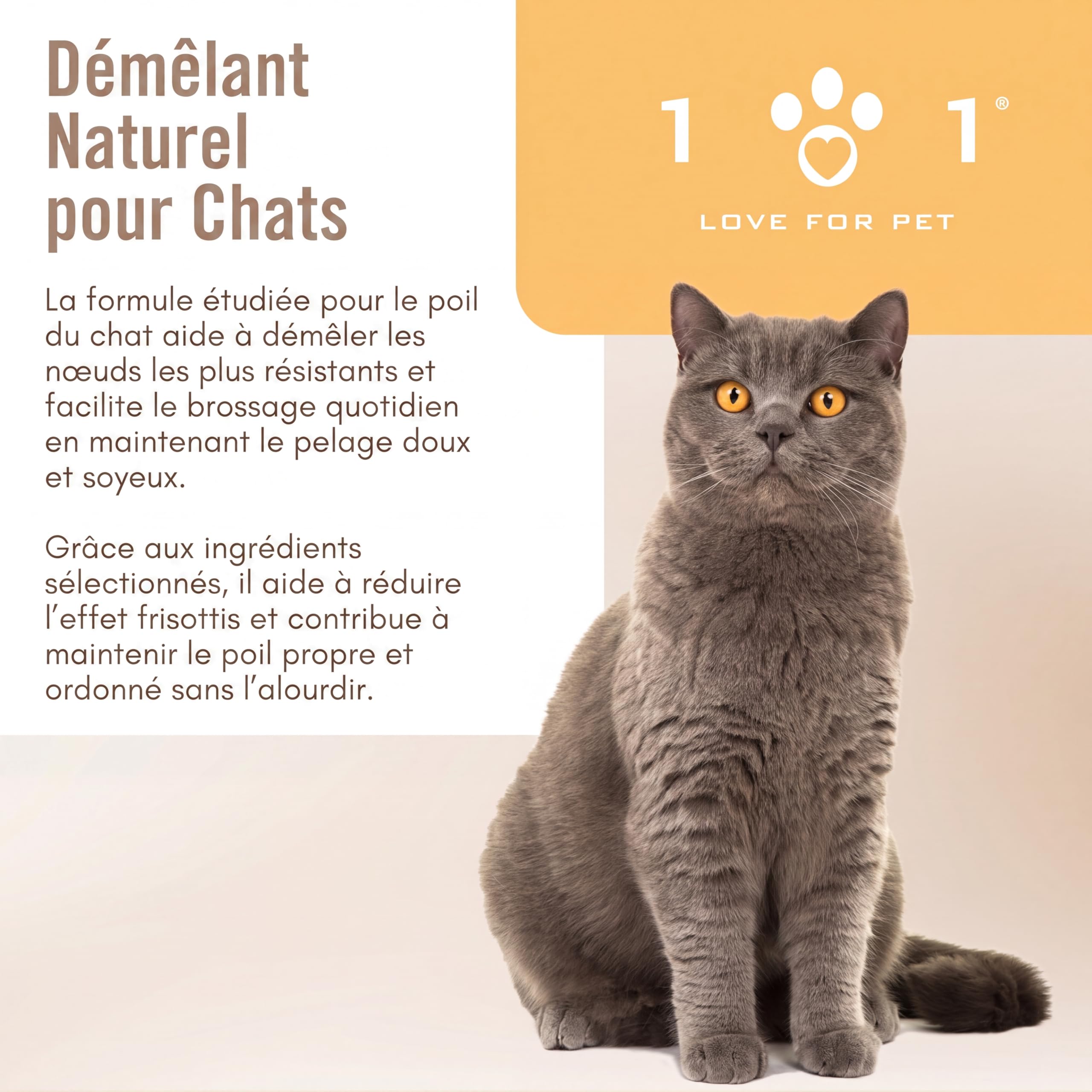 Spray Demelant Poil Chat 100ml Naturel et Végétal sans Rinçage, Spray Demelant Chat Poils Longs et Courts, Déodorant Adoucissant Tous Les Types de Poile Ne Nécessite Pas de Rinçage et Parfume