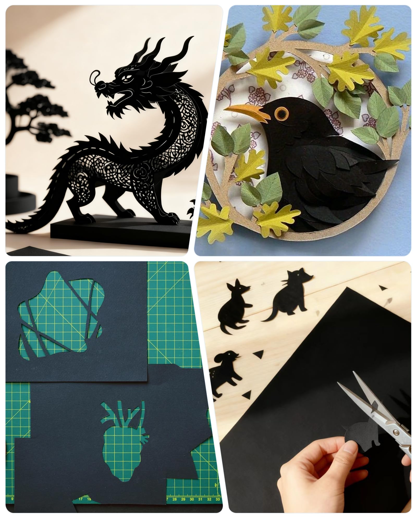 100 Hojas Cartulina Negra A4 – Cartulina A4 de 120 g/m² para Scrapbooking, Origami, DIY y Manualidades, Papel Scrapbooking