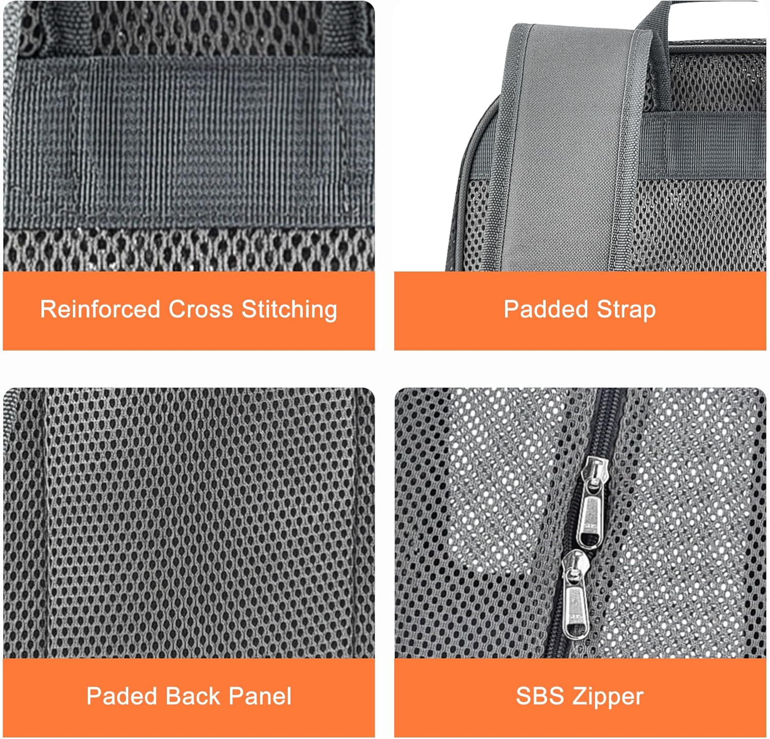 Mesh Backpack Heavy Duty See Through Mesh Bag with Paded Strap Large Capacity for Sports Hiking Travel Outdoor Beach, Grey