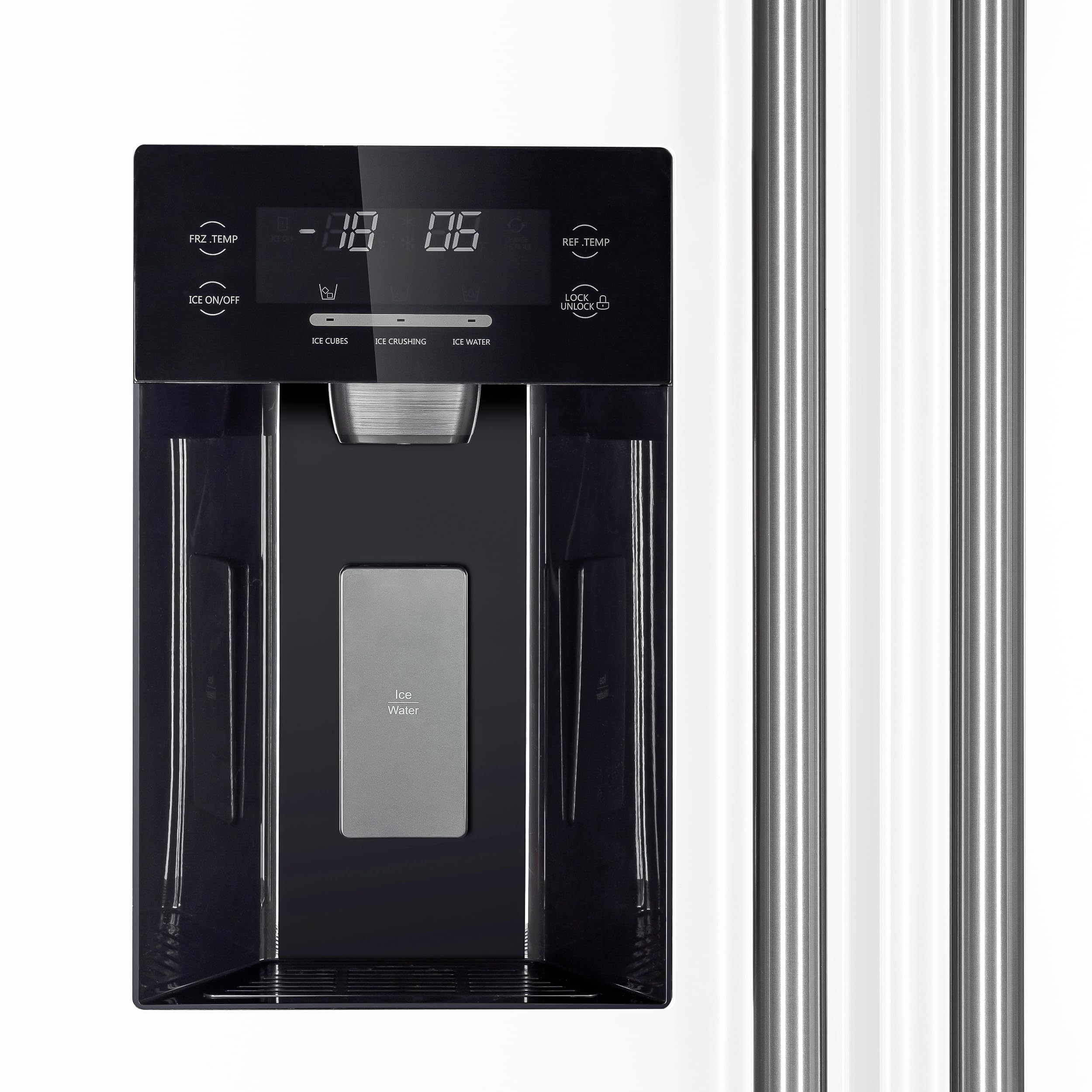 Forno Salerno 36" Side By Side 20 Cu.Ft Free Standing White Fridge - Stainless Steel Refrigerator With Ice Maker & Decorative Grill - Touch Control Kitchen Fridge With Child Lock And Vacation Mode on Fridge.com - View 5