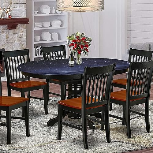 Miniatura 9 de Mantel ovalado ajustable de poliéster elástico en blanco y negro, mantel ajustable con estampado de Panorama de Manhattan de Nueva York, se adapta a