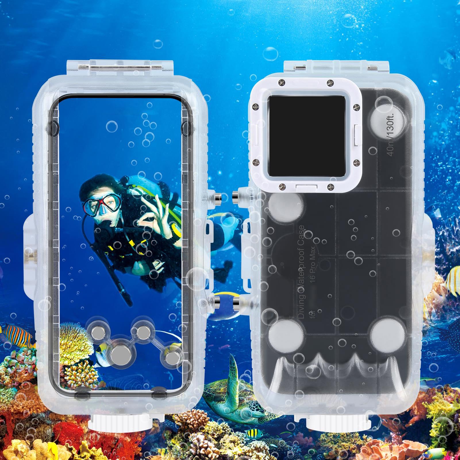 Cuifati Etui na Telefon do Nurkowania Wodoodporne Etui na Telefon do Nurkowania 40m/130ft Podwodne Nurkowanie z Wysokiej Jakości szklaną strukturą PC na Telefon z Systemem IOS 16ProMax
