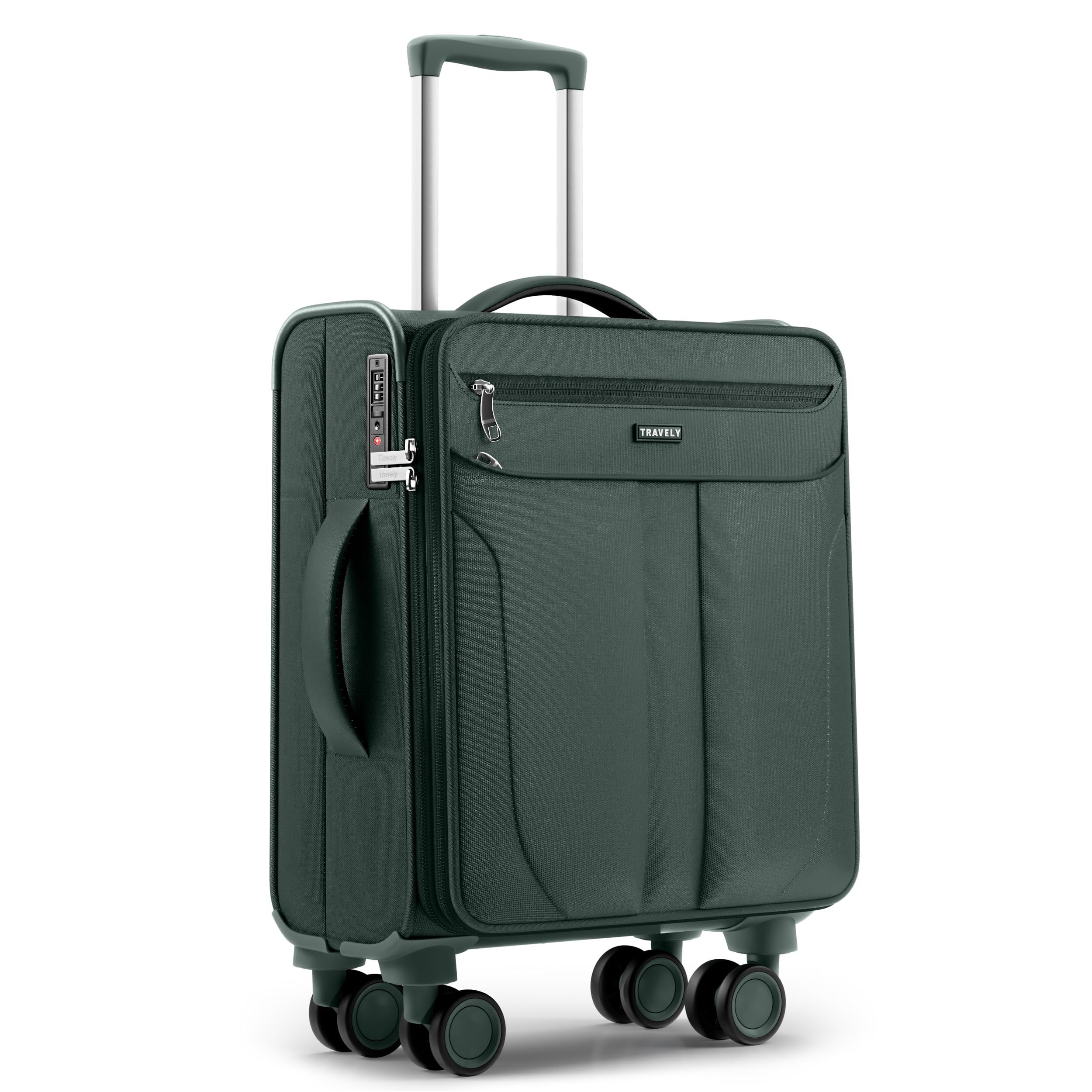 Travely Valigia M in tessuto - Valigia cabina con scomparto per laptop fino a 15,6", 4 ruote e lucchetto TSA - valigia morbida leggera espandibile, idrorepellente
