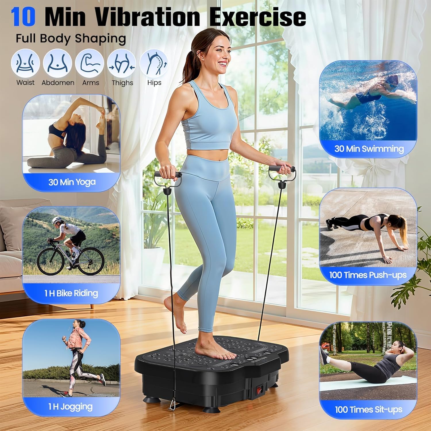 2026 Verbesserte Vibrationsplatte mit Zwei Motoren für Gewichtsabnahme, Ganzkörpertraining und Muskelaufbau, Vibration Plate mit 180 Stufen und 5 Modi, mit Bluetooth Maximalgewicht 150 kg