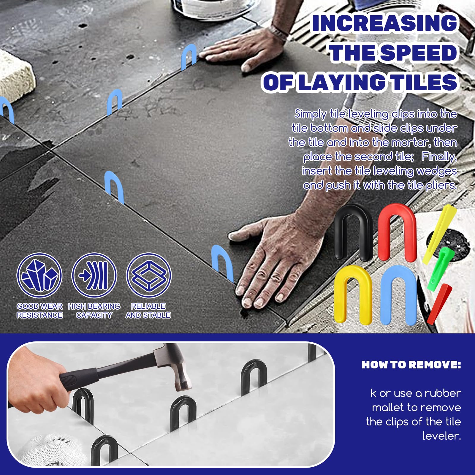 1000-Pack Tile Leveling Wedges – 0.2 Inch Red PE Spacers, Wear-Resistant, For Porcelain, Ceramic, Marble & Stone Tiles