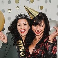 Vista 8 de CAVETEE Corona y banda de cumpleaños negra para mujer, banda de reina de cumpleaños y tiara de diamantes de imitación, tiaras y bandas de cumpleaños