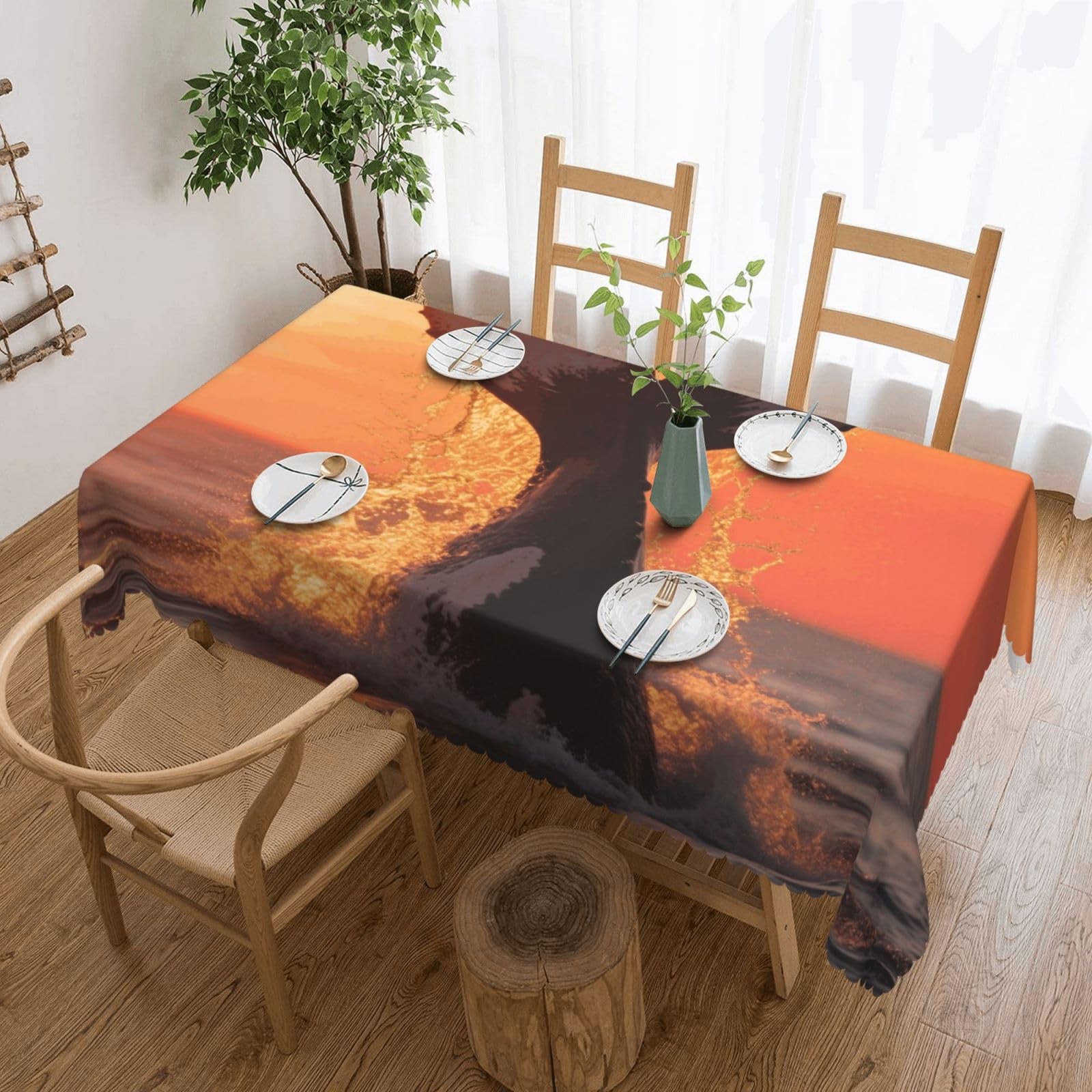 FekiLoot Rectangle Tablecloth 54 X 72 Inch, Classic Stain ‎Resistant Table Cloth Reusable Washable Table Cover Sunset Humpback Whale Tabletop Decor for Kitchen Dining Party Indoor Outdoor Use