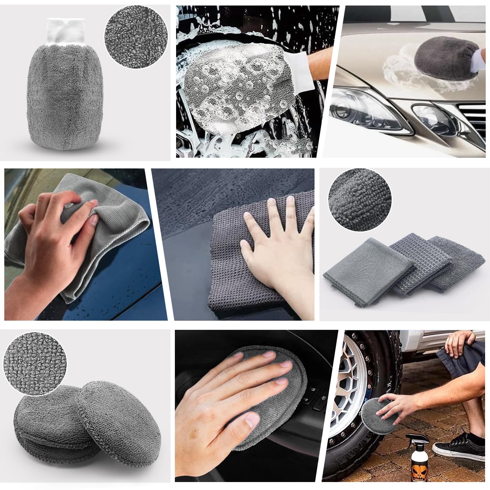 AdrreyuFny Kit Pulizia Auto, 21 PCS Kit Lavaggio Auto per Interni ed