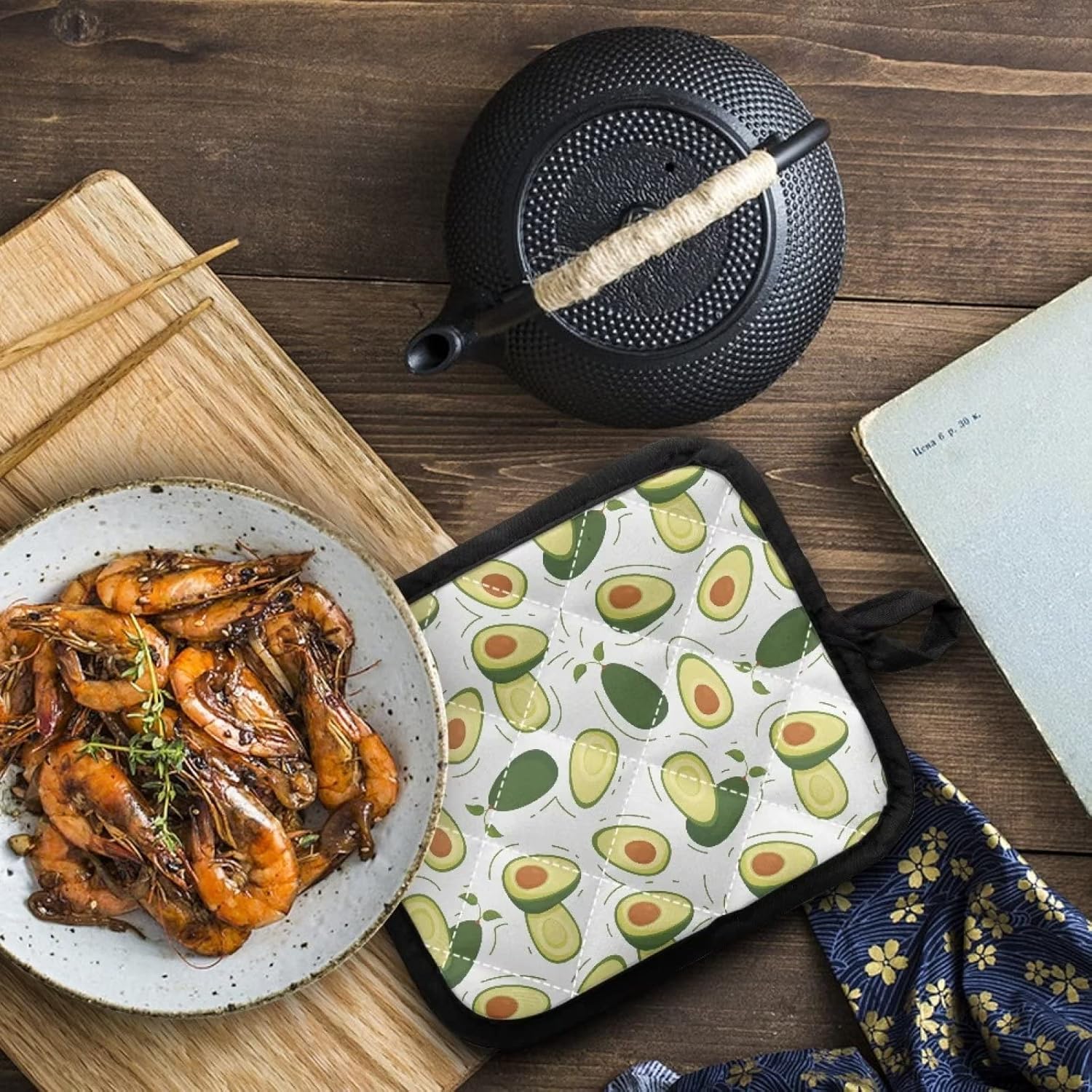 TODIYADDU Avocado 4 Packs Oven Mitts and Pot Holders Non-Slip Heat Resistant Kitchen Oven Mitt Pot Pan Gloves Without Fading or Cracking