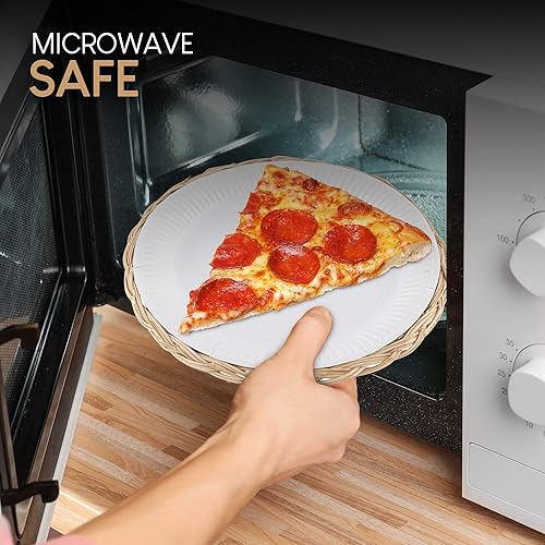 Miniatura 5 de Stock Your Home Soporte para platos de papel de bambú de 10 pulgadas (4 unidades)  Placas de carga naturales reutilizables de mimbre resistente