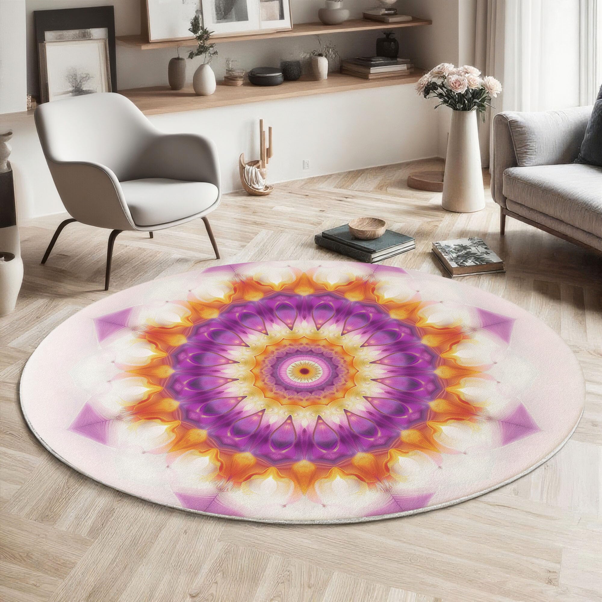 Tapis de salon lavable violet 120 cm pour chambre cosy