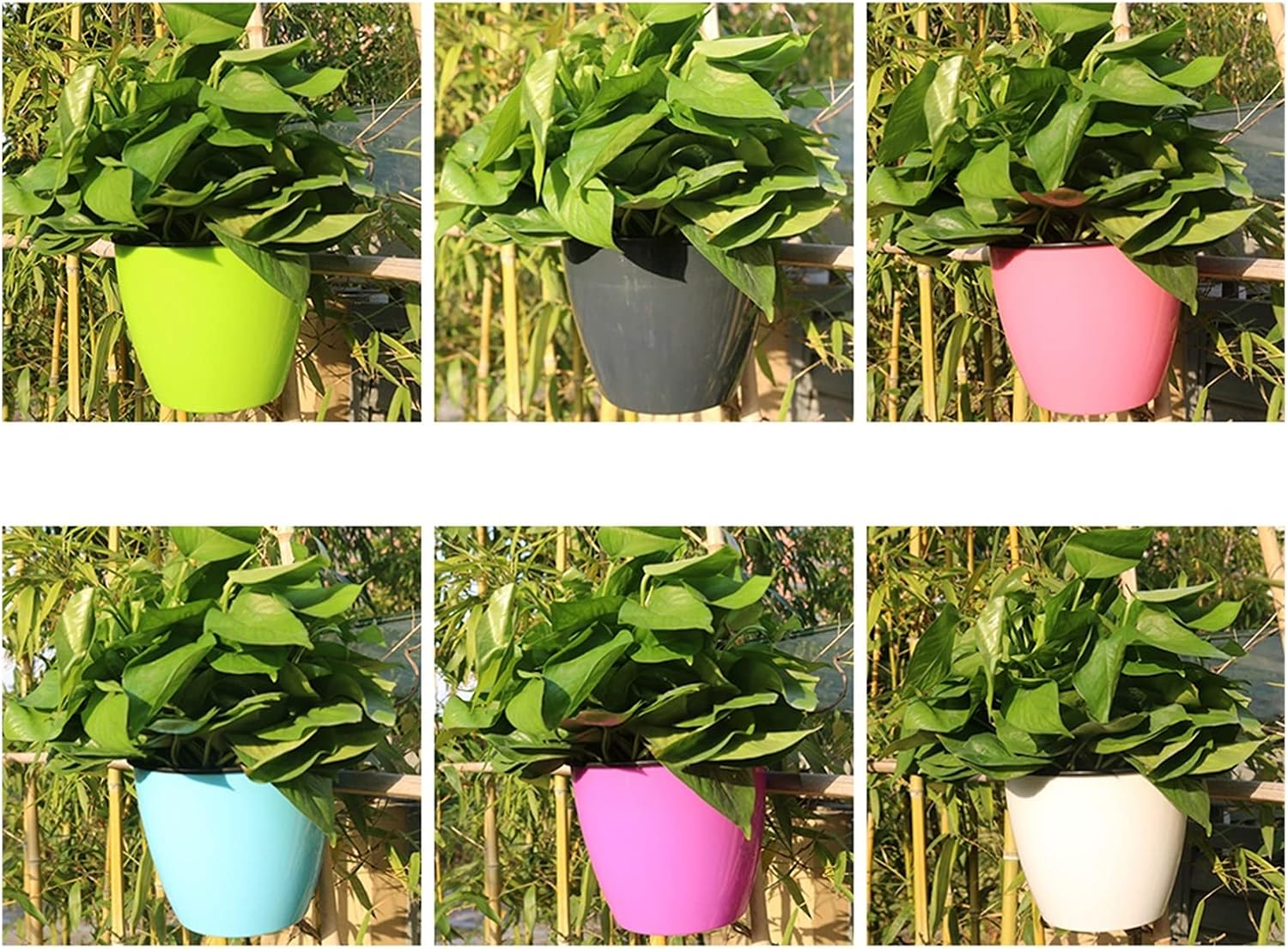 Indoor and Outdoor Flower Pots 1PCS Automatic Water-Absorbing Wall Hanging Round Plant Flowerpot Garden Balcony Outdoor Plastic Planting Box Household Goods (Color : Rose Red, Sheet Size : L)