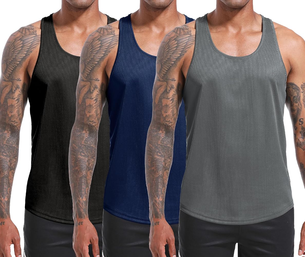 YouShow Canotta Uomo Cotone Costine Canottiera Pacco da 3 Estate Palestra Nero Bianco Grigio S