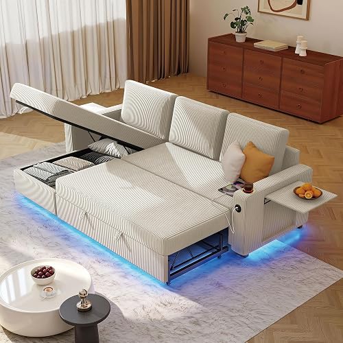 Ball & Cast 80" Sectional Sleeper Sofa Bed Pull Out Couches for Living Room