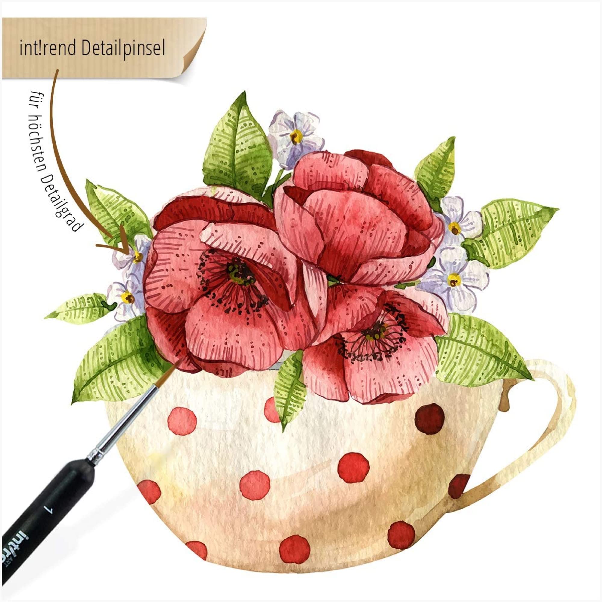 Int!rend Feinpinsel-Set (4-teilig) – Größen 000, 00, 0, 1 – Für Acryl, Aquarell, Öl & Modellbau