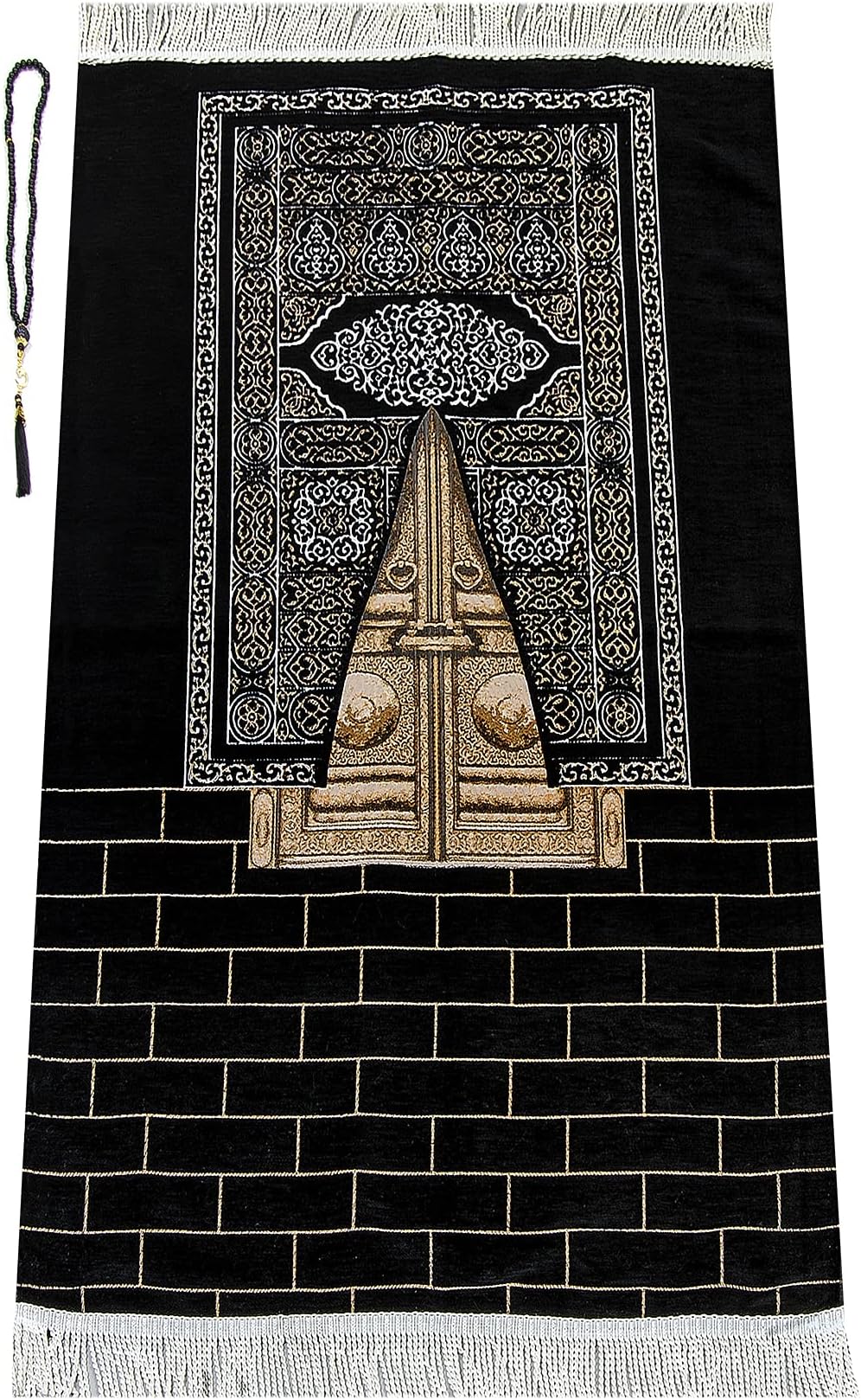 Muslim Prayer Rug with Prayer Beads Janamaz Sajadah