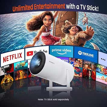 Mini Projector with WiFi and Bluetooth, Portable Movie Projector with 180 Rotatable, 1080P HD Supported, Auto Vertical Keystone, Compatible with Smartphone, TV Stick, Laptop, HDMI, USB