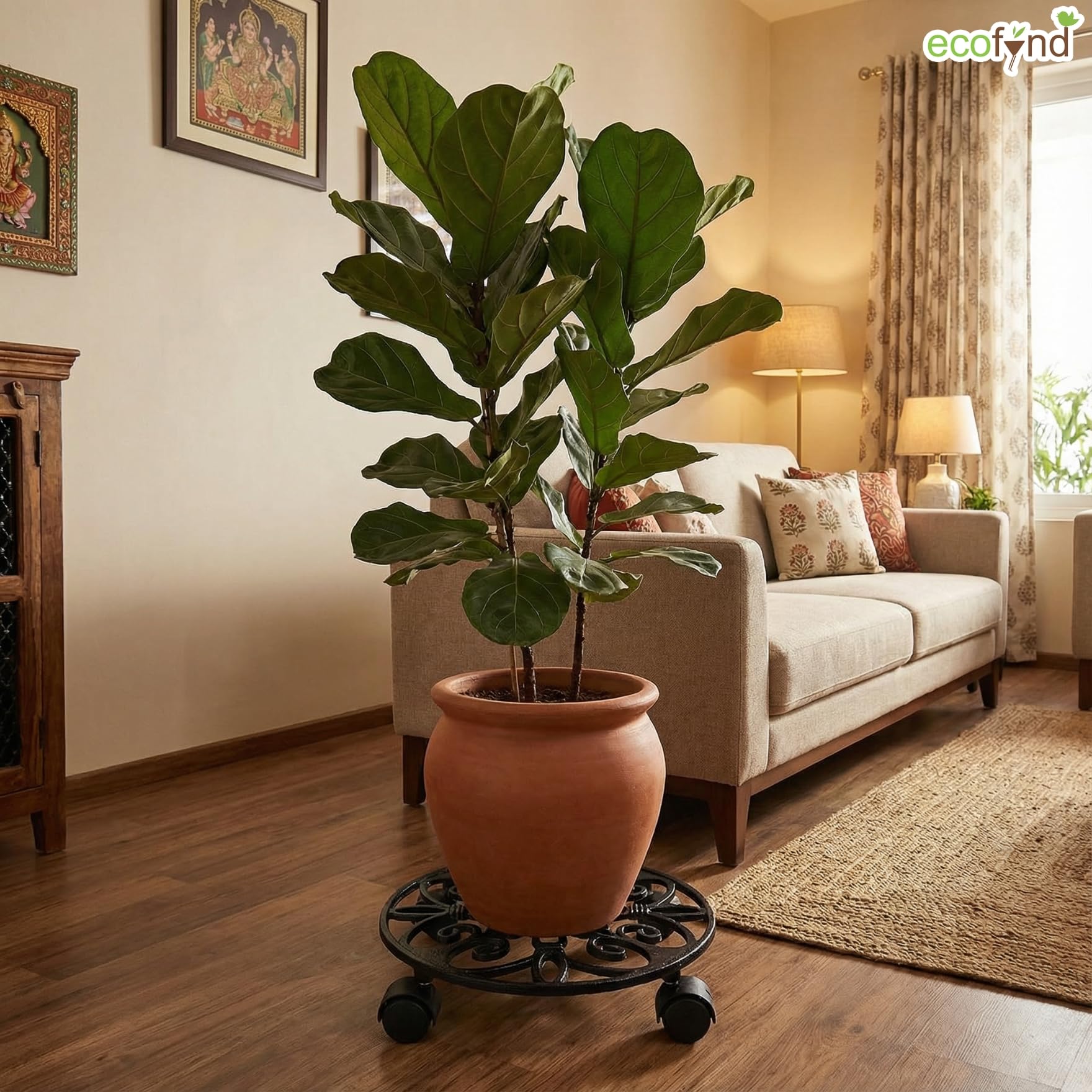 Cast Iron Plant Caddy - Rolling Stand for Pots -6