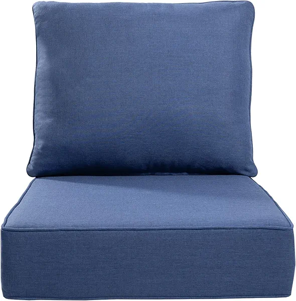 ACTREST Luxury 24x24x6 Inch Outdoor Cushions - Water&UV&Fade Resistant 1 Set Deat Seat Patio Furniture Cushion for Wicker Dining Rocking Swivel Chairs Loveseat Couch Sectional Sofa - Navy Blue