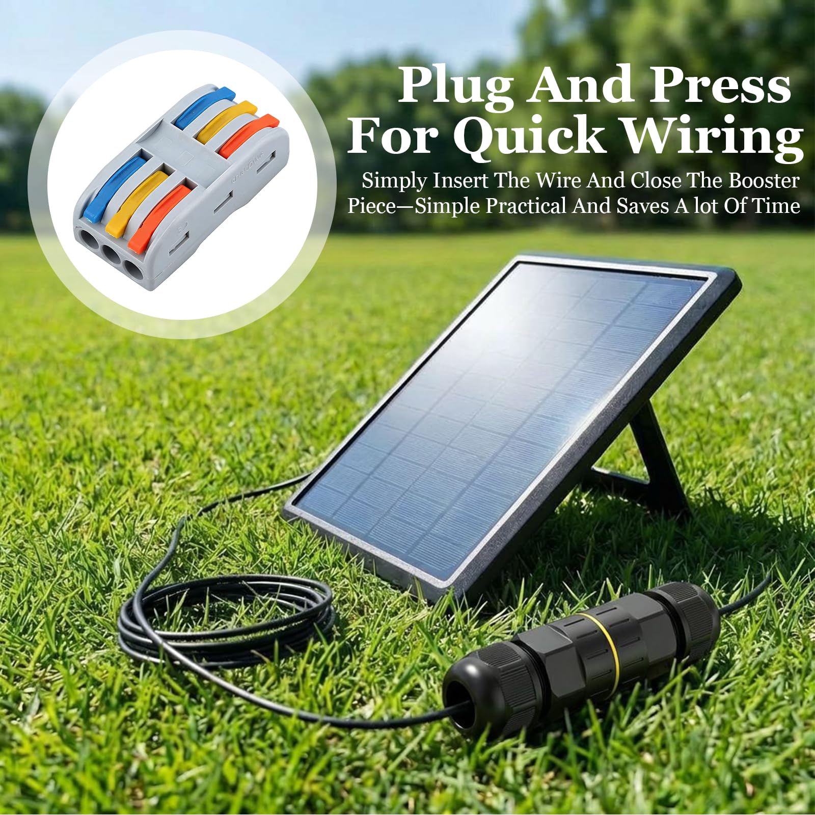 Paquete de 5 Conectores Eléctricos Rápidos IP68 – Caja de Conexiones Impermeable sin Tornillos para Cables 3.5-8mm – Empalmes Eléctricos para Exteriores – Conector Eléctrico Impermeable Negro