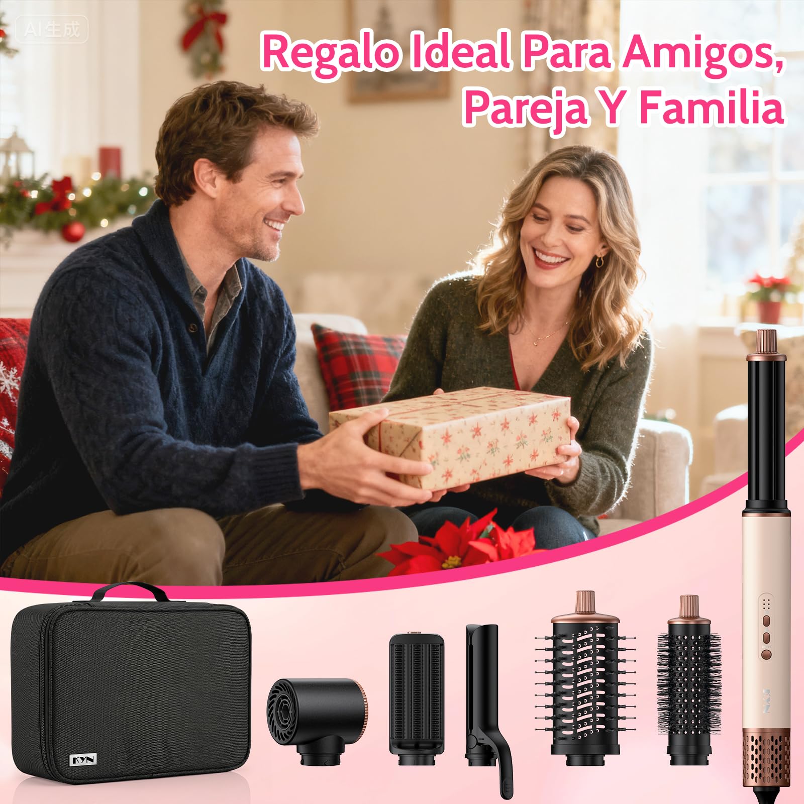 Cepillo Secador de Pelo 6 en 1, Moldeador Multifunción de Alta Velocidad 1400W con Secador Iónico, Rizador Automático, Cepillo de Aire Caliente y Alisador para Alisar, Rizar, Volumen y Viaje | Juego de cepillos para peinar el cabello