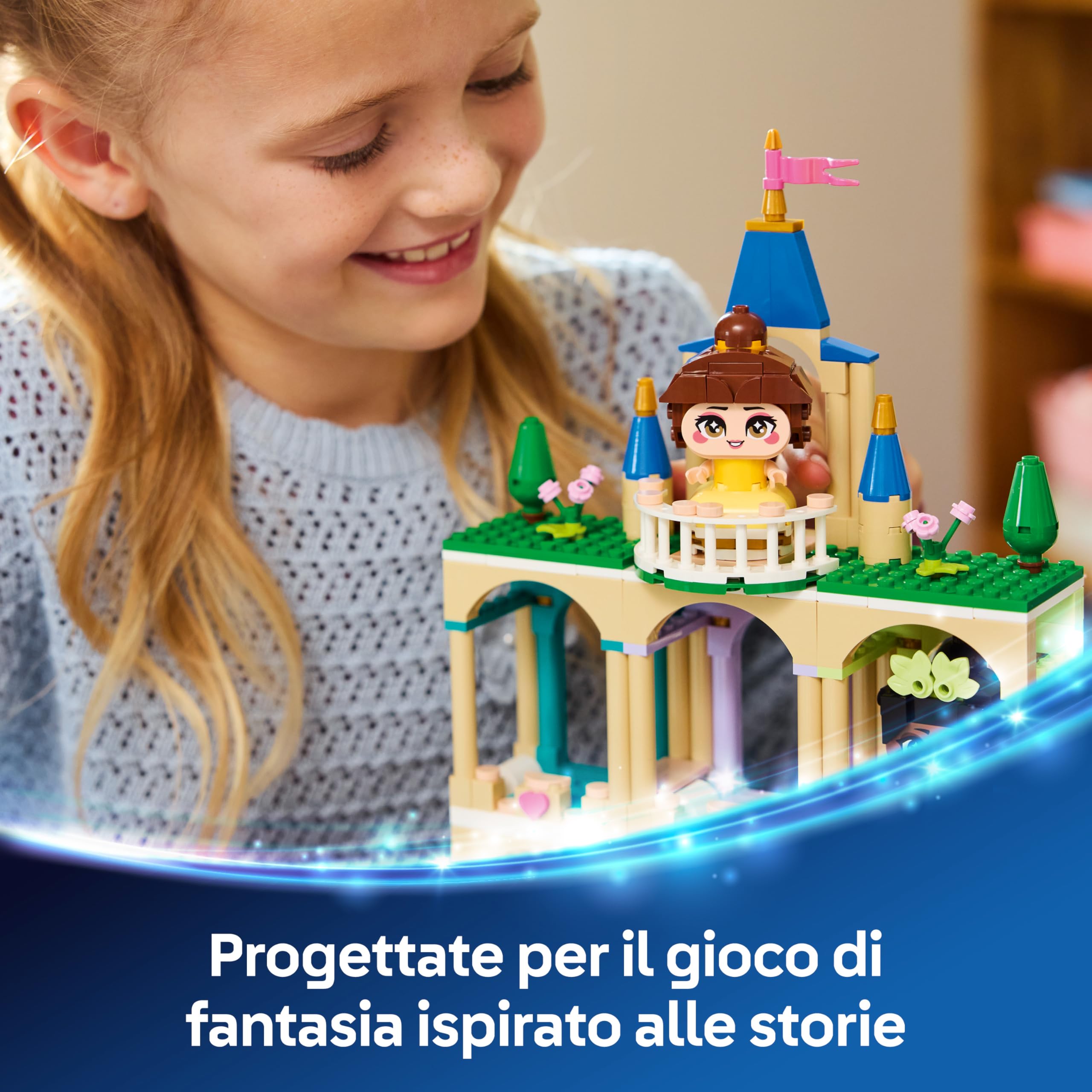 LEGO | Disney Princess Mini-Belle e Mini-Tiana con Castello Giocattolo - con 2 Mini Bamboline e Accessori - Decorazione Fai Da Te - Regalo da Collezione per Bambine e Fan da 5 Anni in su - 43291
