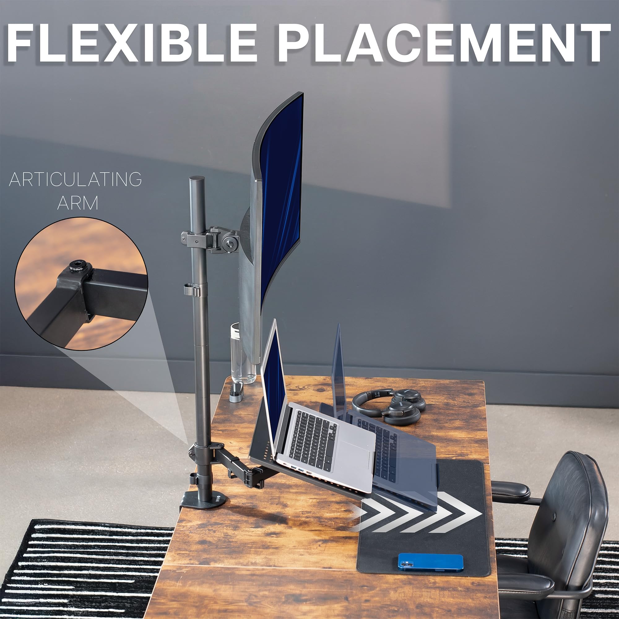 VIVO Supporto da scrivania per laptop e monitor LCD da 13" a 32", supporto regolabile extra alto, adatto per laptop fino a 17" (STAND-V012C)