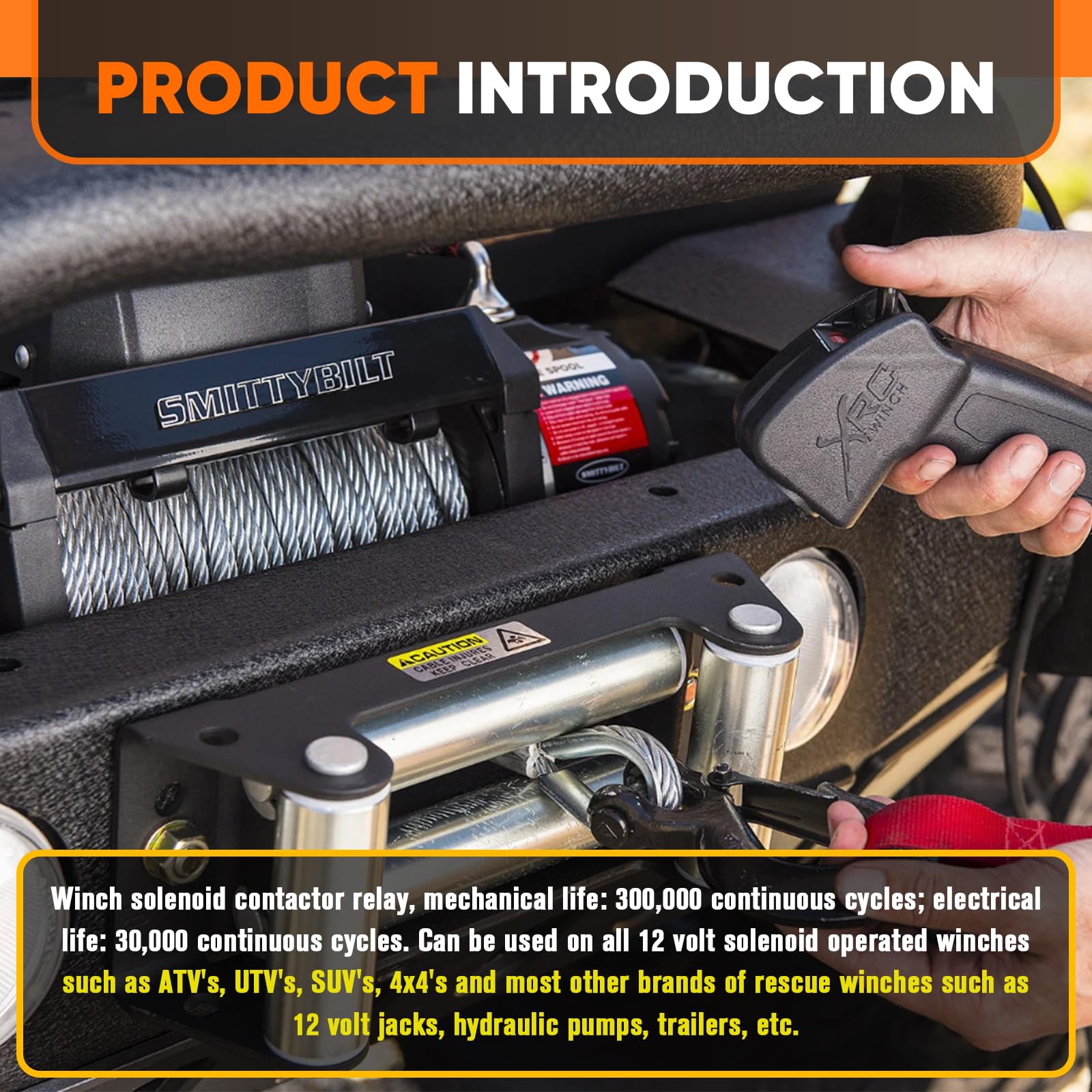 Relais de contacteur solénoïde de treuil 12 V 500 A pour treuil ATV UTV 4WD SUV de 3 628,7 à 6 800 kg