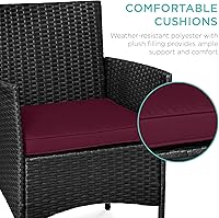 Vista 4 de Best Choice Products - Juego de 3 piezas de muebles de mimbre para conversación de patio, ahorrador de espacio, para jardín, con mesa auxiliar