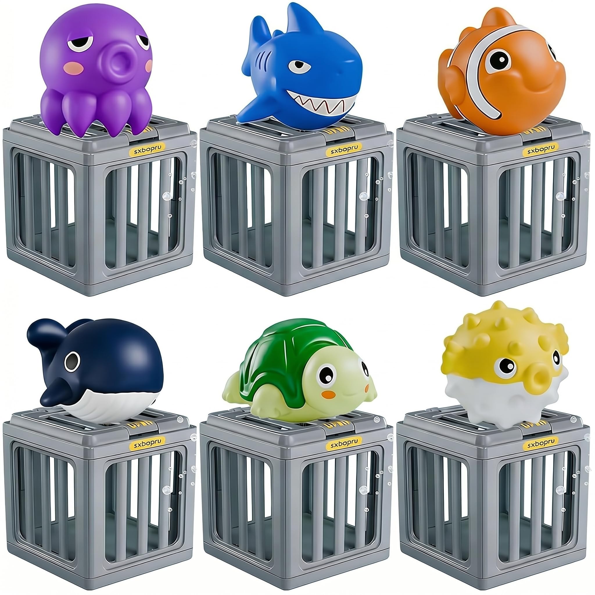 Summer Kids Pool Diving Toys, Water Swimming Dive Pool Game, Toddler Bath Toy Play Set with Fish Box Floating Animals, Fun Outdoor Beach Lake Swim Summer Party Gift for Boy Girl Kids Water Toys (all)
