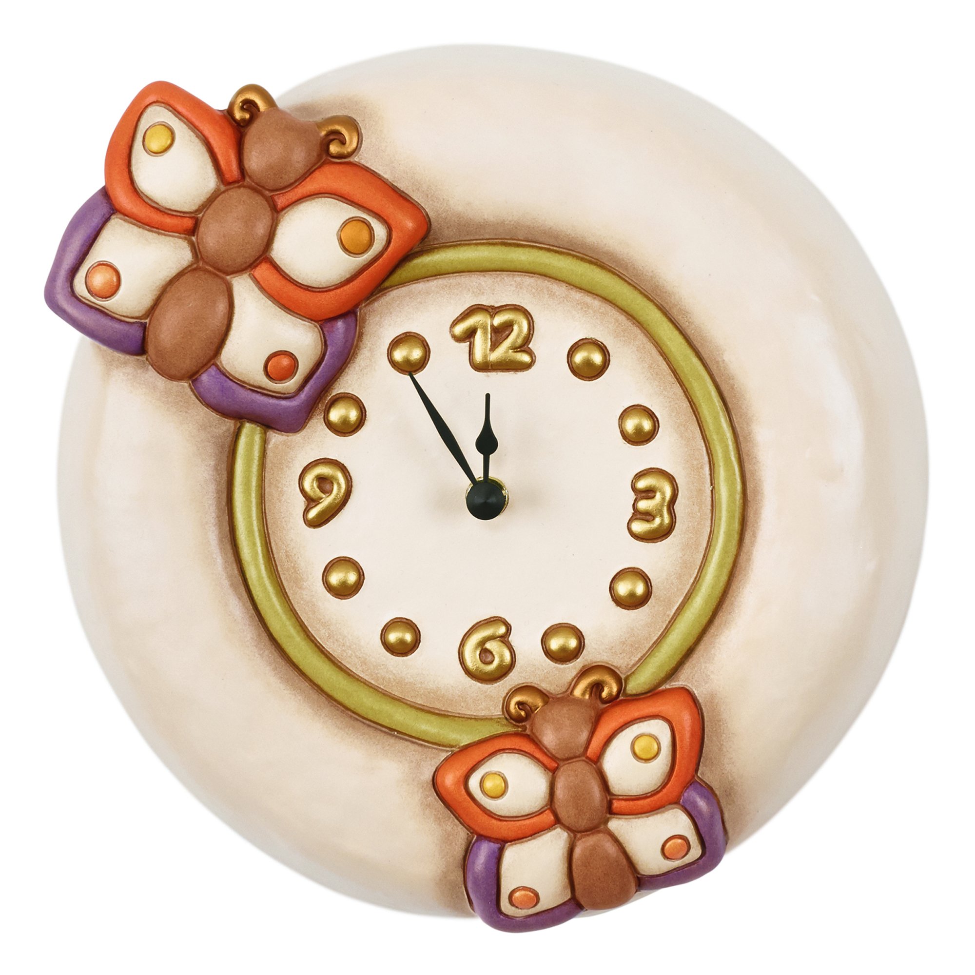 Thun Decoración para el hogar - Reloj de Pared Grande diseño Country, cerámica, Multicolor, 27,8 x 26,2 x 8,5 cm