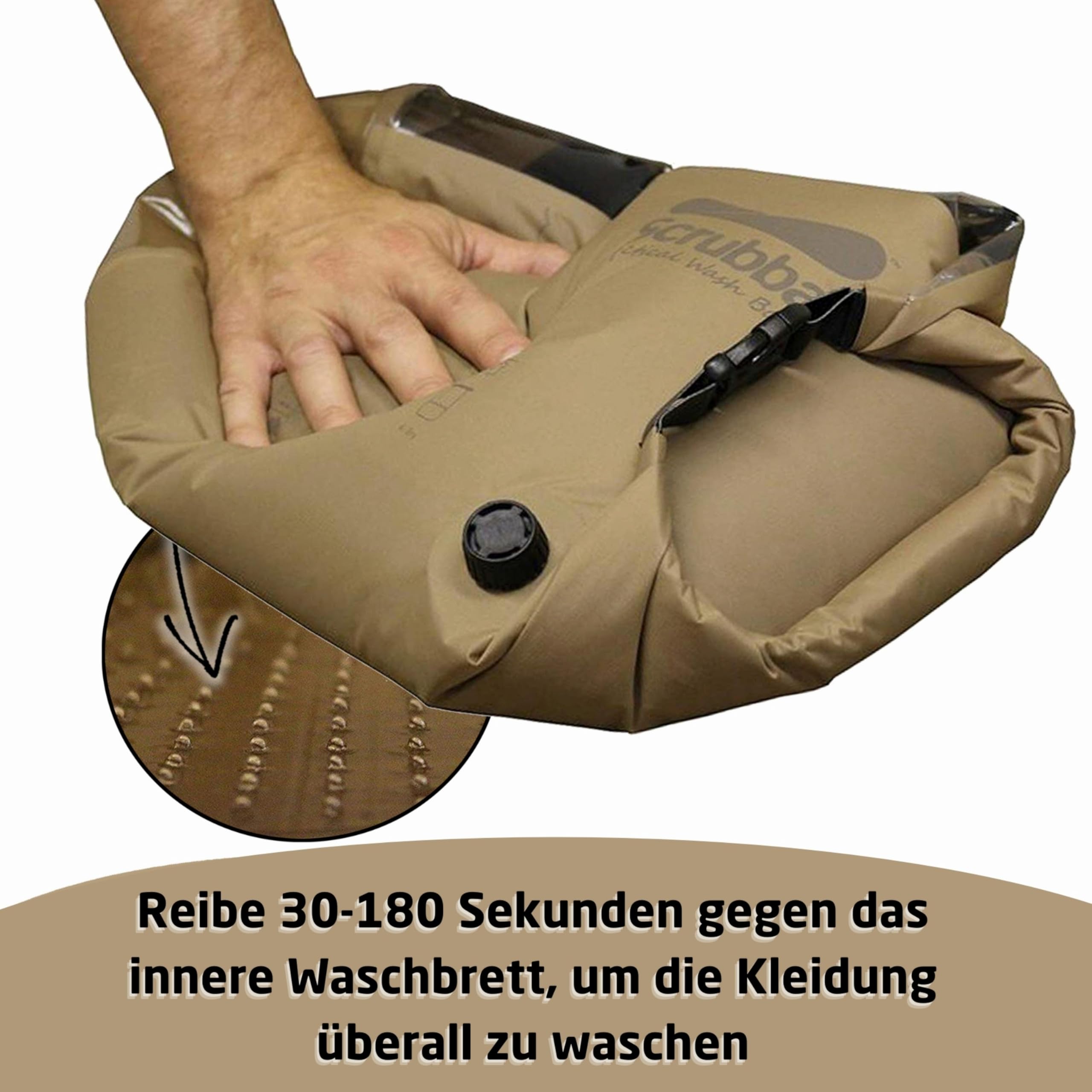 Scrubba TACTICAL Waschbeutel – Tragbare Waschmaschine für Reisen, Outdoor, Camping, Kleidung – 160g