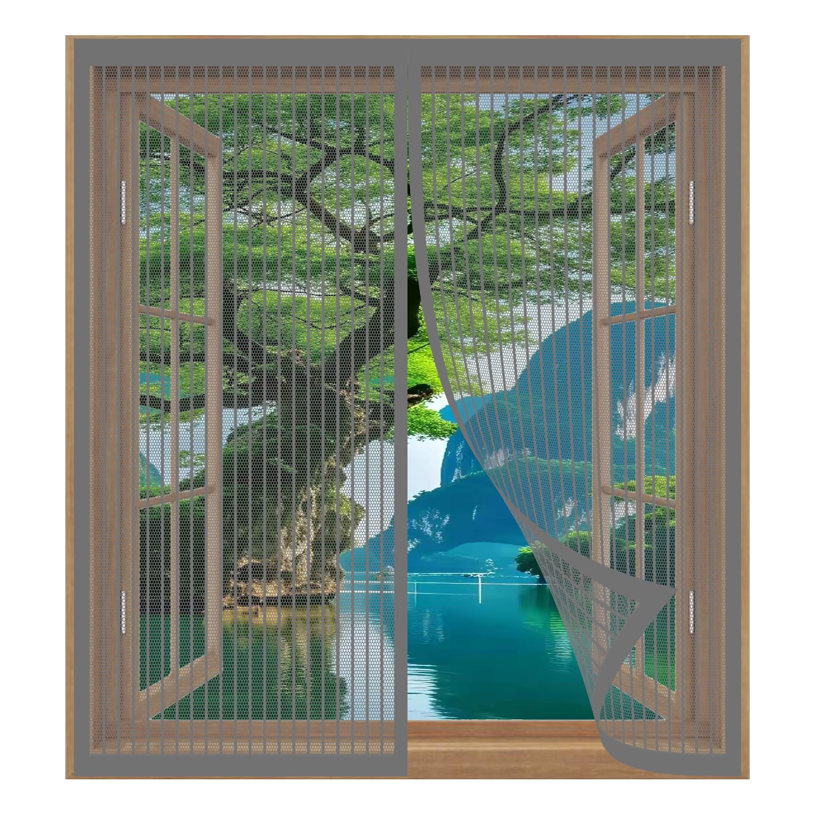 Magnetic Fly Screen Window 77 x 130 cm Easy Installation No Drilling Or Screwing Reinforced Anti-Tearing Insect Fly Mesh for Windows Nets to Keep Bugs Out, Grey