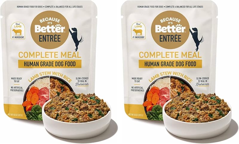Ração Úmida para Cães Because it's Better Entrée de Cordeiro com Arroz, Sachês de 283 g, 12 unidades