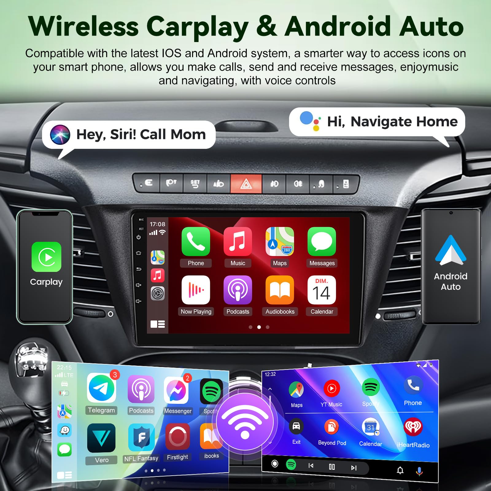 Autoradio Android 2G+64G pour IVECO Daily 2014-2021, Wireless Carplay & Android Auto Radio à Écran Tactile 9 Pouces avec WiFi/GPS/Bluetooth/EQ/FM RDS Radio+Caméra de Recul +Mic