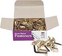 Charles Leonard Brass Plated Round Head Fasteners, 1 Inch Shank, 10mm Head, 100-Pack - Durable Push Pins