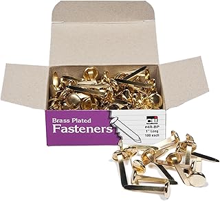 Charles Leonard Fasteners, Round Head, Brass Plated, 1 Inch Shank, 10 MM Head, 100-Pack (4R-BP)