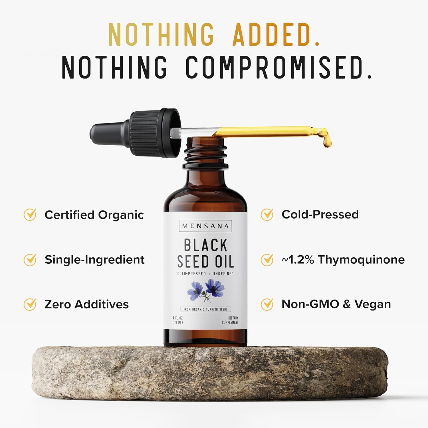 MENSANA, Black Seed Oil (4 oz - 47 Servings) – Cold-Pressed Virgin Nigella Sativa – 100% Organic, Non-GMO, Pure & Unrefined Wellness Oil