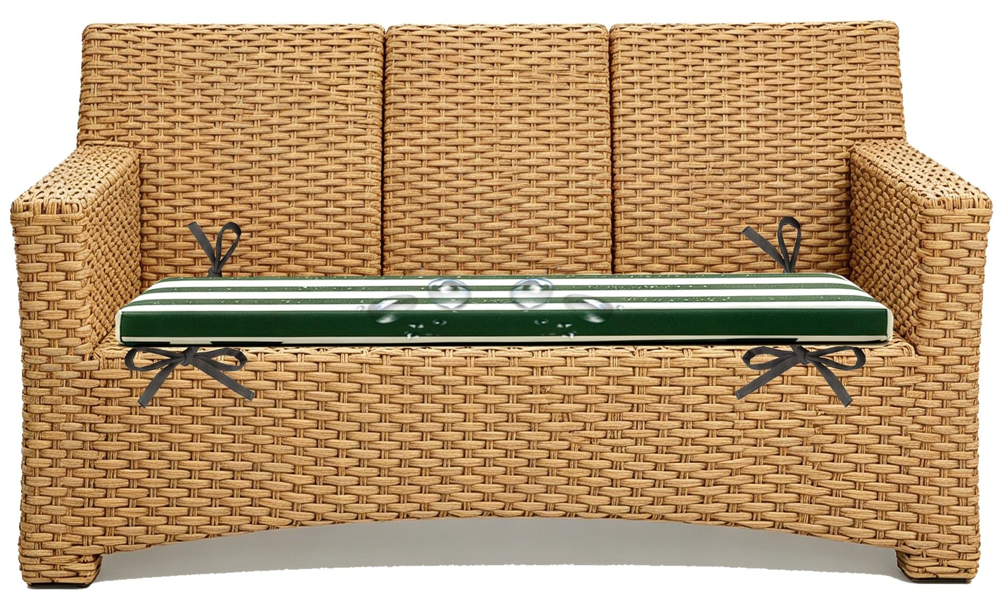 5cm/1.9" Replacement Cushions for Rattan Wicker Outdoor Chair and Ottoman Sectional Striped, Outdoor Sofa Cushions Waterproof 80% Water Repellent Bench Cushion(Dark Green White,120x50 cm 47x20 in)
