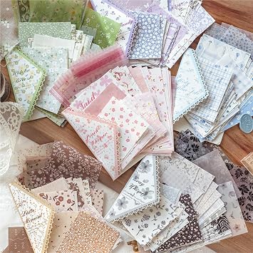 312 Pcs Floral Vellum Scrapbook Paper Kit, Vintage Decoupage Paper