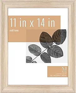 MCS Studio Gallery Classic 11x14 Picture Frame Natural Woodgrain, Vertical & Horizontal Wall Hanging Large Picture Frame for Photos & Art Prints (1-Pack)