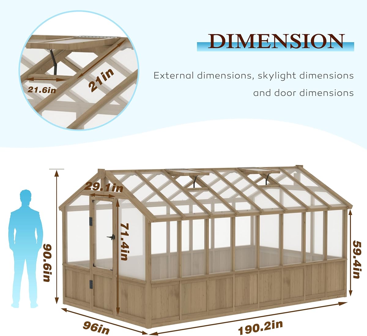 Mupater 8 x 16 FT Wooden Greenhouse for Outdoor view 2