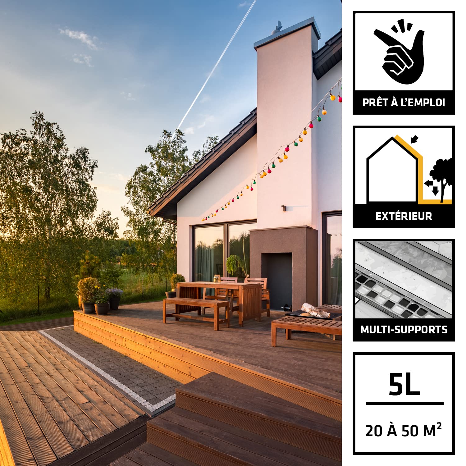 SIKA - Nettoyant dégriseur bois - Sikagard 104 - Tous types de bois - Toiture, façade, sol, mobilier de jardin, clôture, bardage - Ravive les couleurs du bois - Prêt à l'emploi - Pour 20 à 50m2-5L