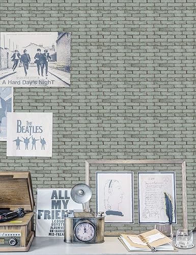 Miniatura 3 de Papel mural imitación piedra, retro 3D,autoadhesivo, con textura de ladrillo de pizarra azul verdoso,papel estampado, para estantes, paredes,