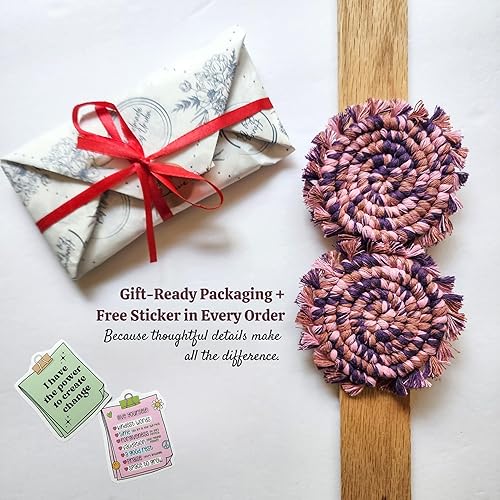 Miniatura 6 de Posavasos de algodón para automóvil, 2 unidades, lindos accesorios de automóvil para mujeres, posavasos para portavasos (muy baya)