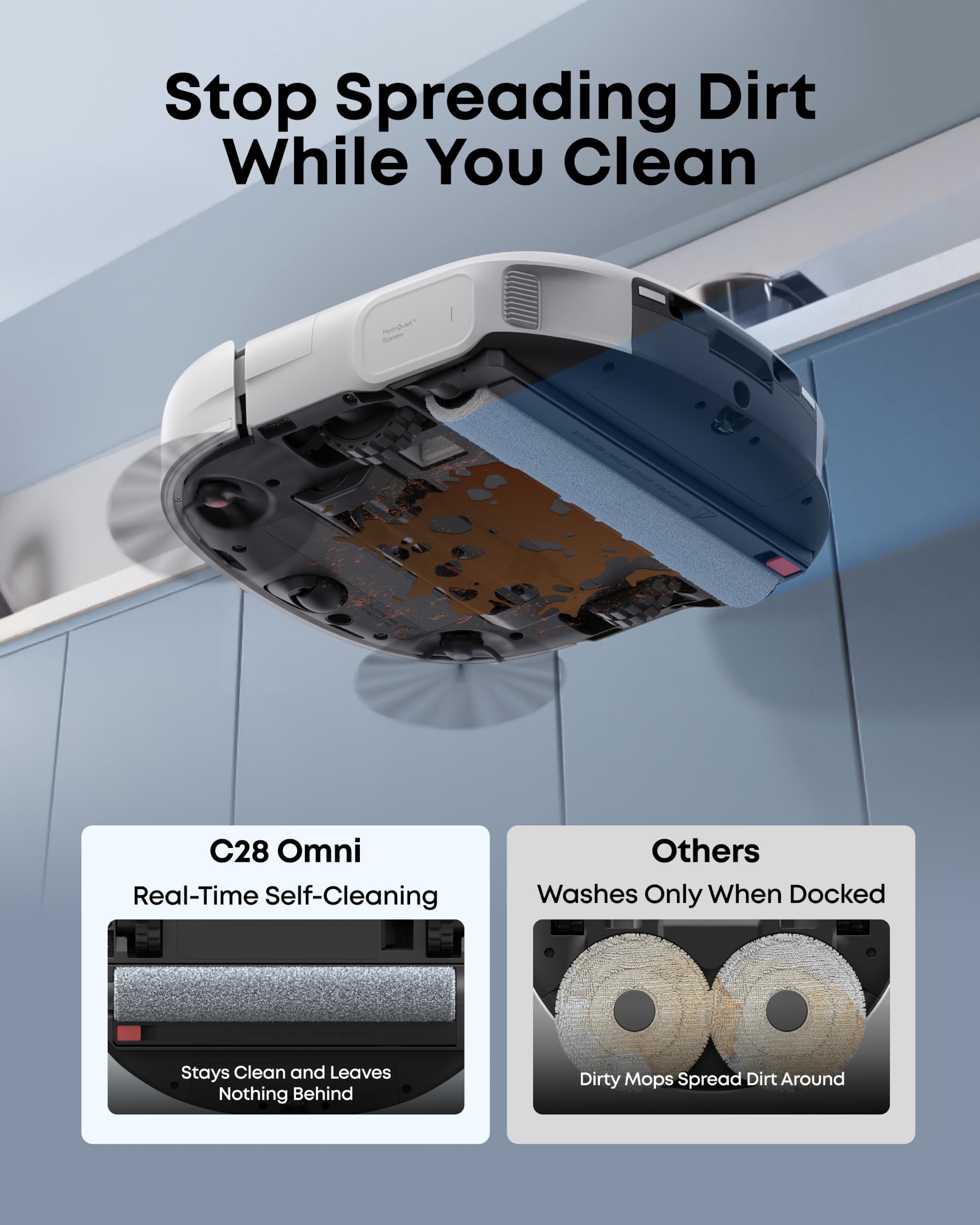 eufy C28 Robot Vacuum and Mop Combo, 15,000 Pa, HydroJet Roller Mop view 3